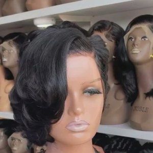 CLASSY GIRL SUMMER- 13"4 BLACK PIXIE TRANSPARENT 100% HUMAN HAIR LACE SIDE CUT W